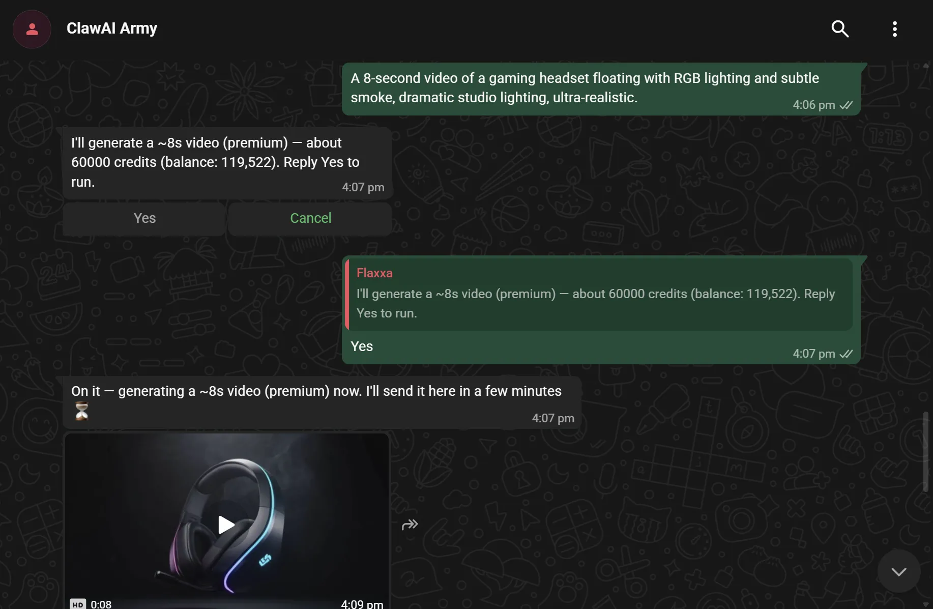 Claw AI Army command-to-result workflow example